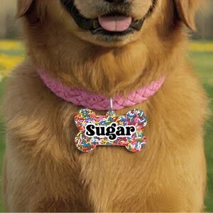 Sprinkles Bone Custom Resin Dog Tag – Handmade